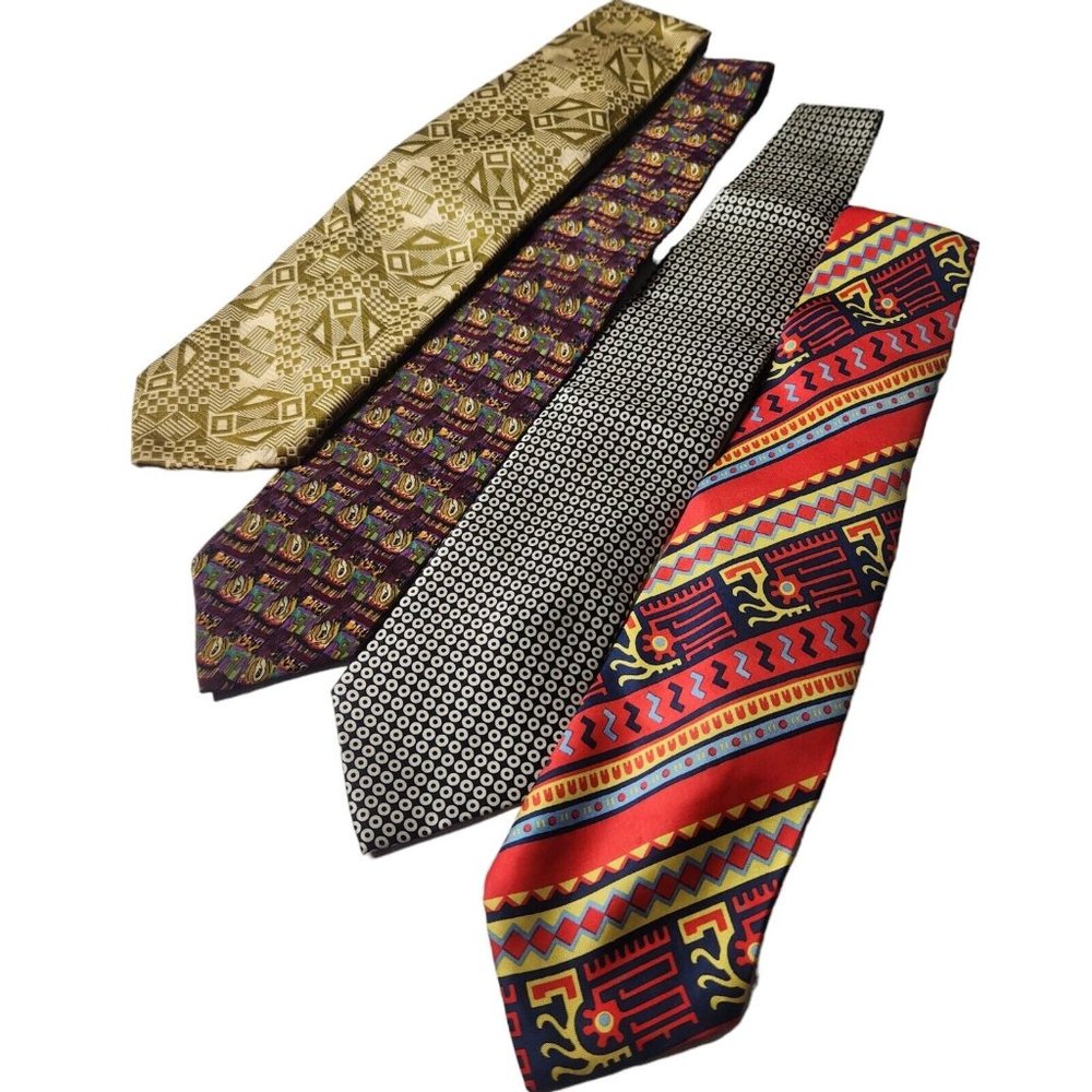 Vintage Neckties Assorted Lot Colorful Fun Funky Fun Ties Lot of 4
